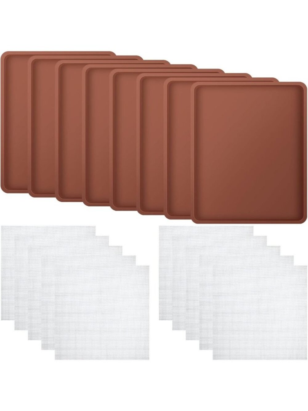 8 Silicone Dehydrator Mats & Mesh Sheets - Nonstick Reusable Trays for Jerky